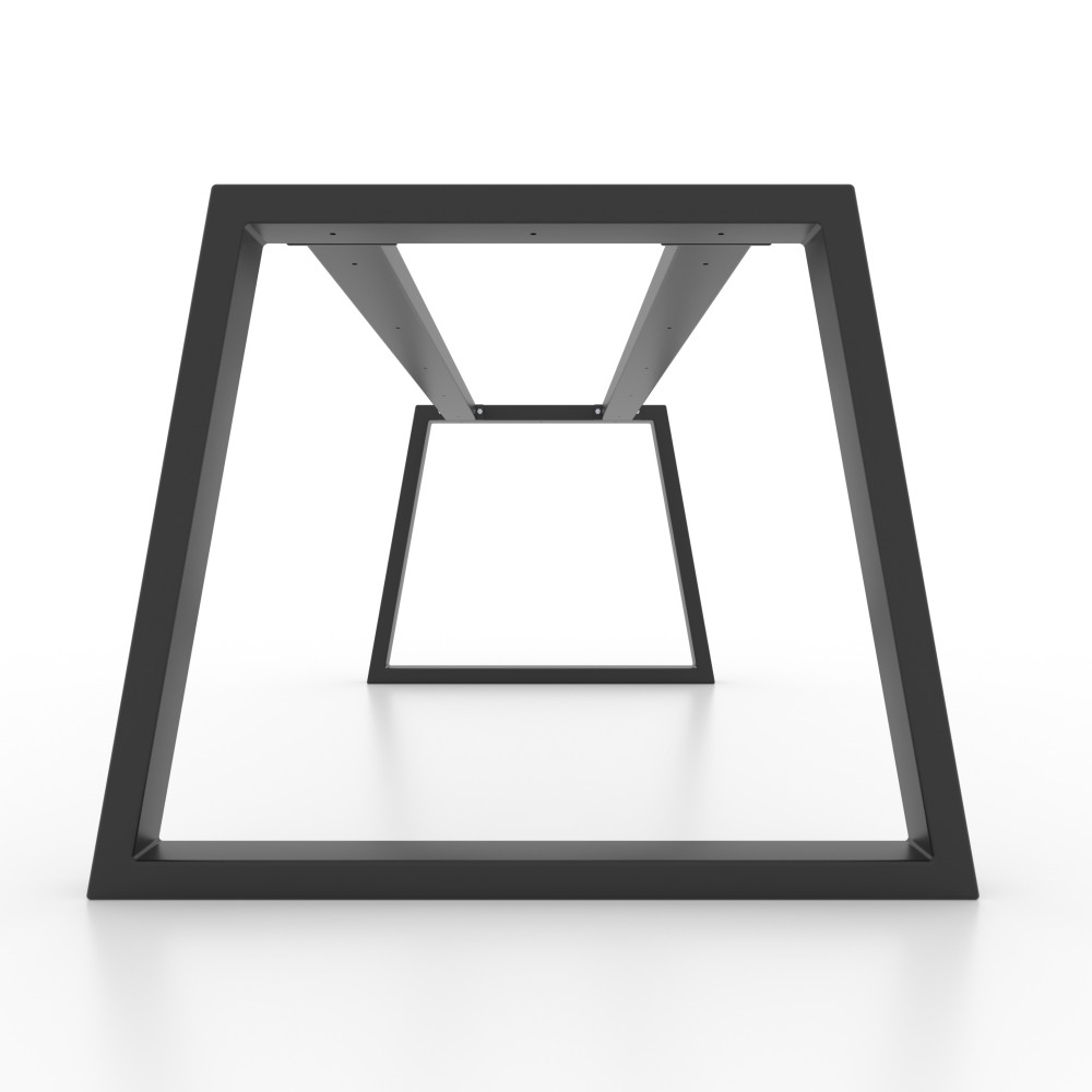 Gambe a trapezio in metallo con doppia barra, perfette per sostenere piani pesanti