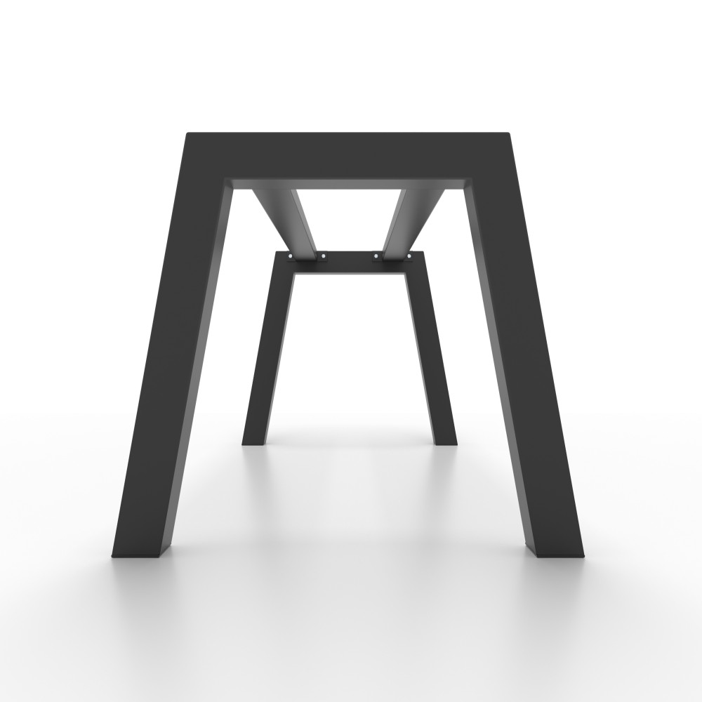 Gambe a trapezio in ferro, sezione quadrata e due barre, ideali per piani pesanti