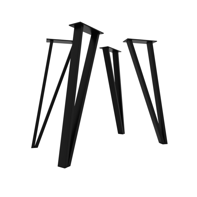 Set of 4 V-shaped raw iron table legs, authentic artisanal look