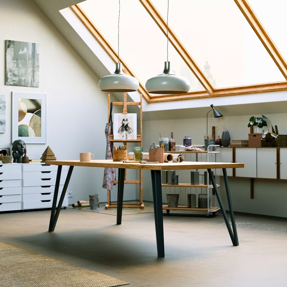 Kit 4 gambe per tavolo a V in ferro grezzo, look artigianale autentico