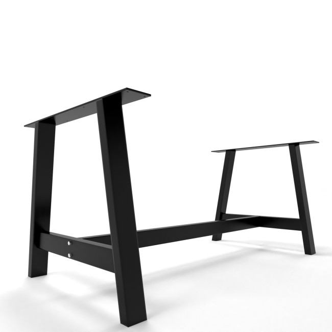A-shaped iron table legs with center bar, strength and industrial style