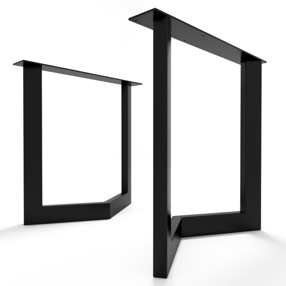 Base a V per tavolo in metallo nero opaco, comfort e solidità in un unico pezzo