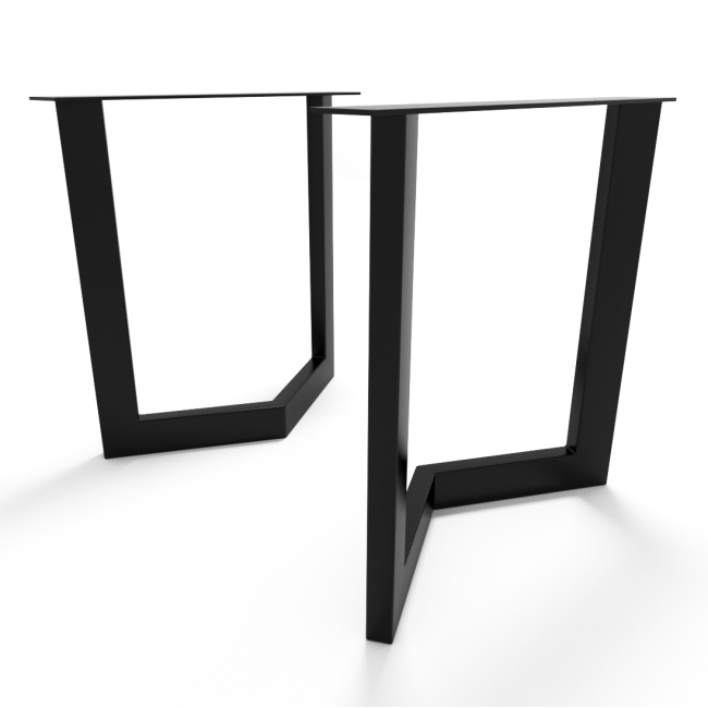 Gambe per tavolo a V in acciaio grezzo, stabili e comode, ideali per uso quotidiano