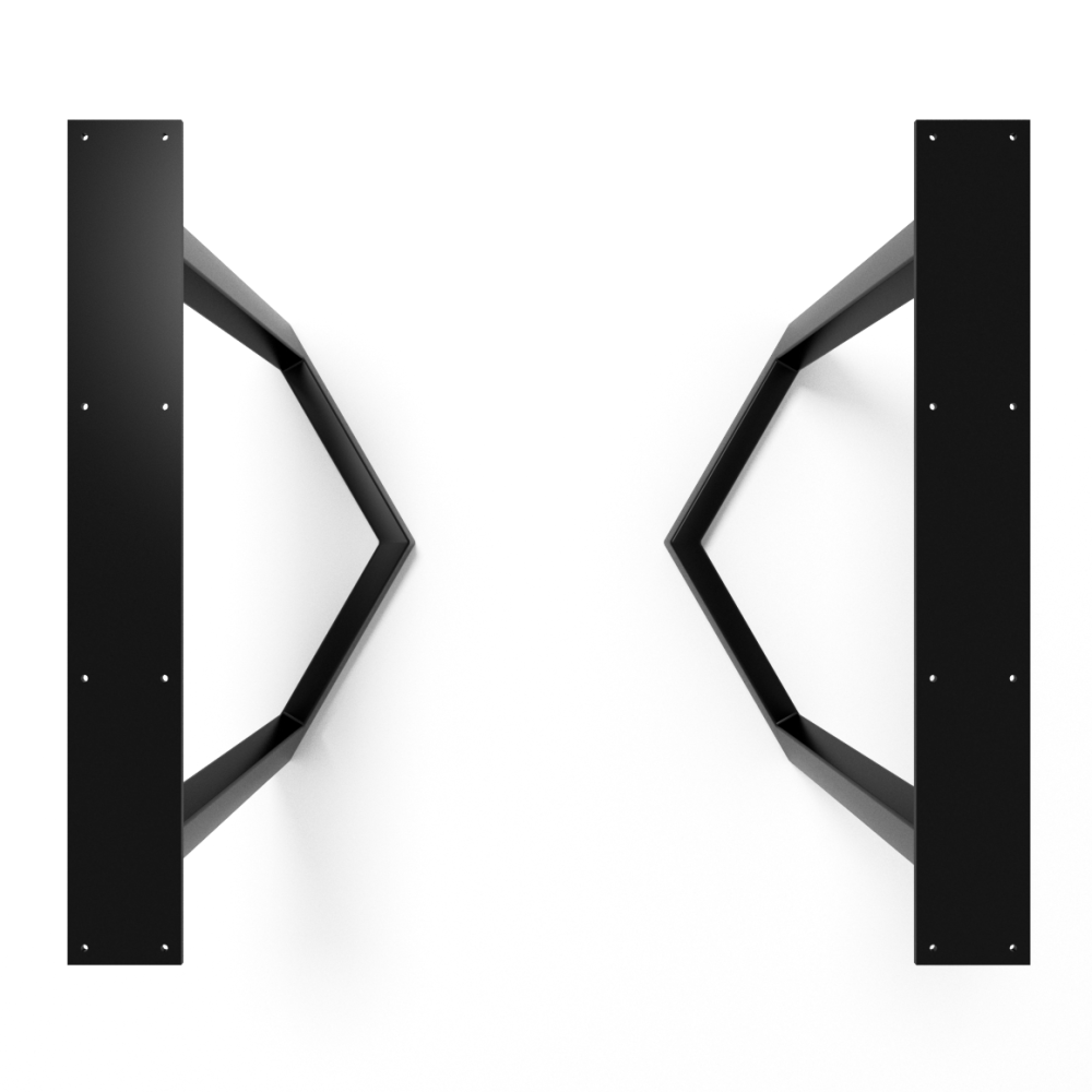 Base a V per tavolo in metallo nero opaco, comfort e solidità in un unico pezzo