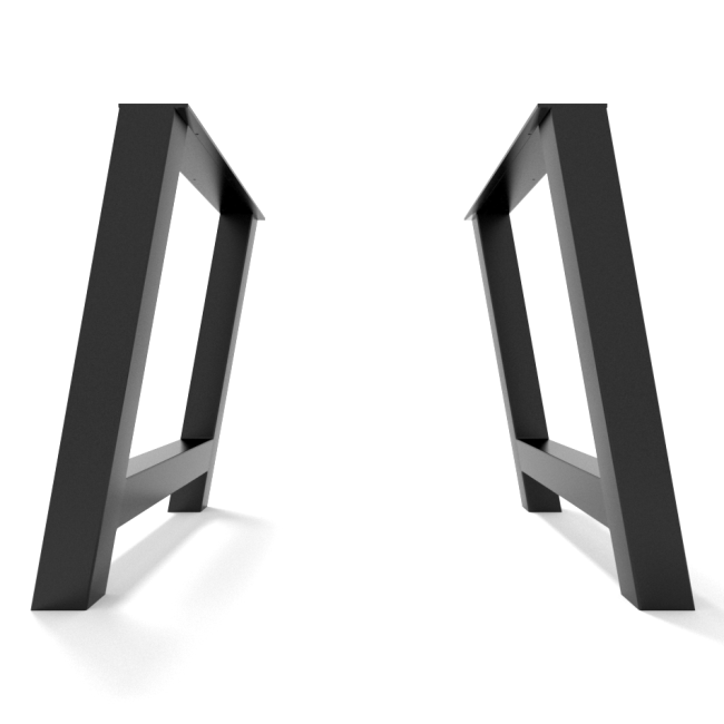 H-shaped black metal table legs, solid and bold industrial style