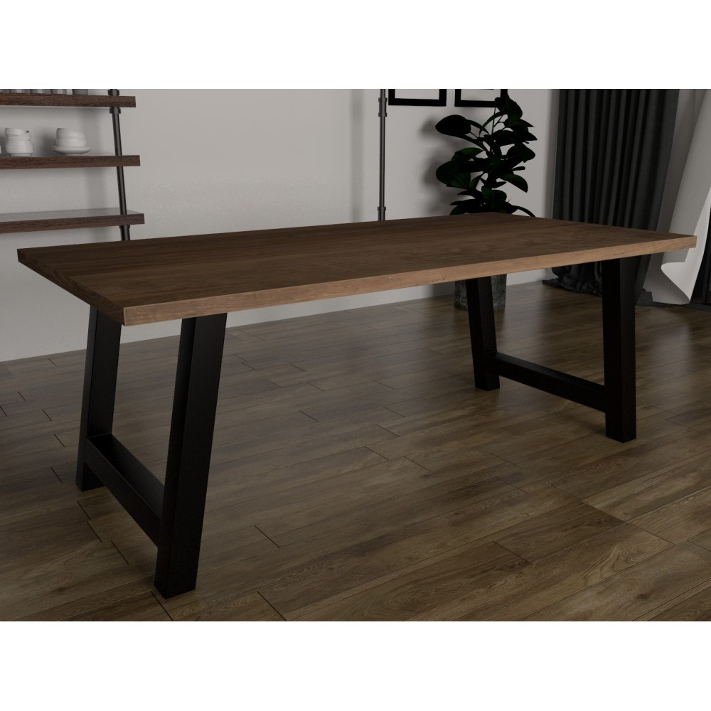 H-förmige Tischbeine aus schwarzem Metall, solider, markanter Industriestil