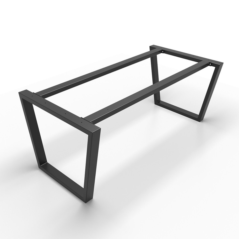 Trapezoid metal table legs with double center bar, industrial style