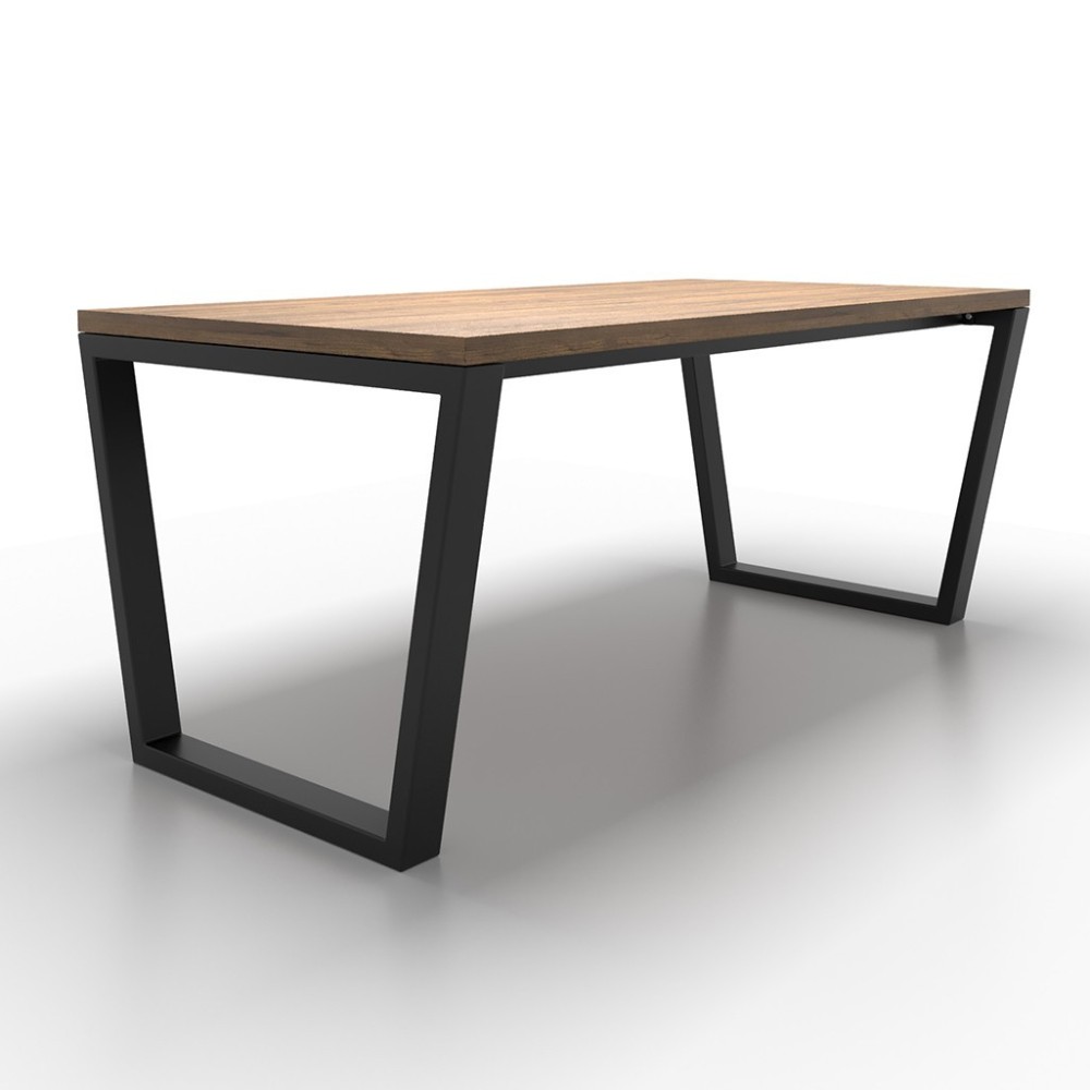 Trapezförmige Tischbeine aus Metall mit doppelter Mittelstrebe, industrieller Stil