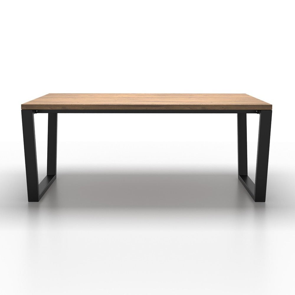Trapezoid metal table legs with double center bar, industrial style