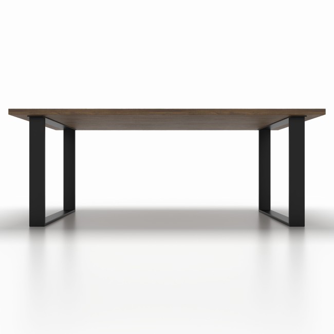 Gambe per tavolo in ferro nere, industrial, con piano in legno massello.