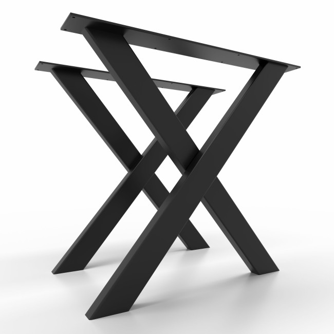 Black X-shaped iron table legs, bold look and guaranteed stability
