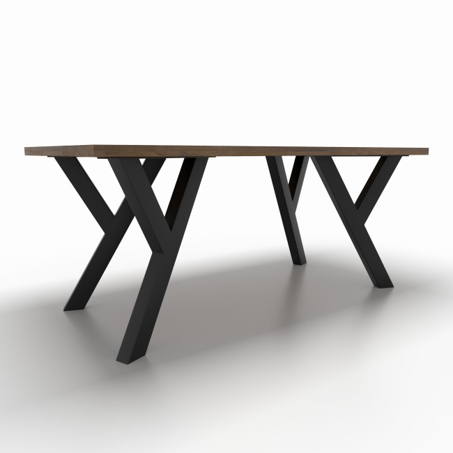 Y-shaped black metal table support, strong visual impact and artisanal quality